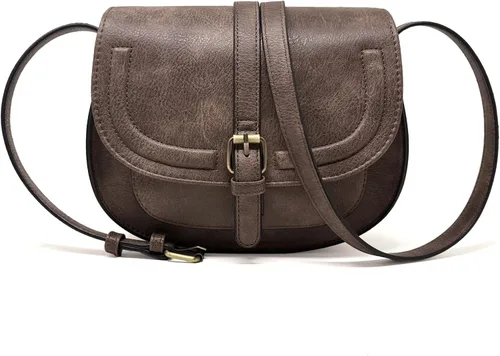 Vista 18 de Bolsa cruzada de cuero vegano para mujer, pequeña, para colgarla en el hombro, monedero, estilo bohemio Beige