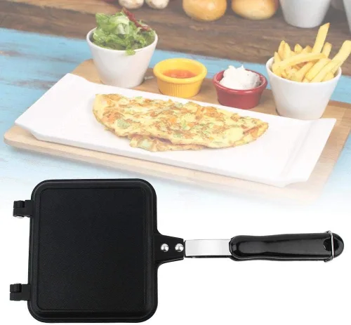 Vista 2 de Sartén de doble cara, sartén de parrilla de doble cara, sartén antiadherente, waflera para tartas, tostadas, sándwich, sartén para aperitivos