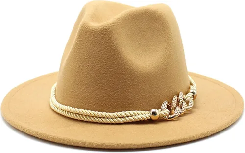 Vista 6 de Sombrero Fedora Panamá de fieltro de ala ancha para dama con Azul bebé