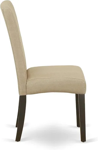 Vista 6 de East West Furniture HLDR3-CAP-03 Juego de mesa de comedor de 3 piezas contiene una mesa de comedor redonda con pedestal y 2 sillas Parson tapizadas