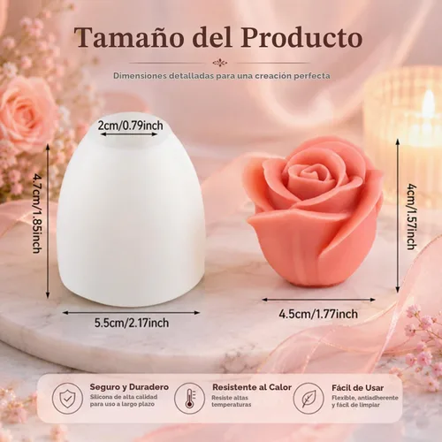 Vista 2 de 4 moldes de velas de flores de rosas, moldes de silicona para hacer velas, molde decorativo en forma de flores 3D para fondant jabón, pastel