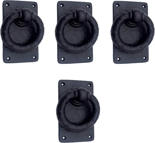 Vista 10 de Adonai Hardware Anillo de hierro fundido antiguo Adonikam de 3 pulgadas (suministrado como 2 piezas por paquete) - Negro mate