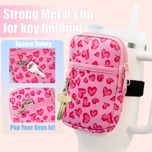 Vista 3 de Axolotl Stanley Cup - Bolsa para botella de agua con llavero, accesorios para vasos Stanley de 30/40 onzas con asa, vaso Stanley