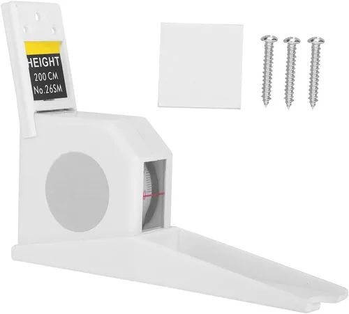 Vista 6 de Medición de altura, medidor de estatura de crecimiento montado en la pared, cinta métrica de altura de metal retráctil para niños y adultos (blanco)