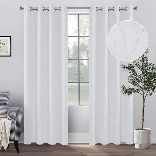 Vista 39 de BUHUA - Paneles de cortinas opacas para sala de estar, cortinas grises con aislamiento térmico, cortinas de ventana para dormitorio - 72 pulgadas