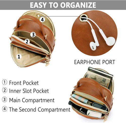 Vista 4 de VONXURY - Mochila de piel pequeña convertible, informal, de viaje, para mujeres y niñas