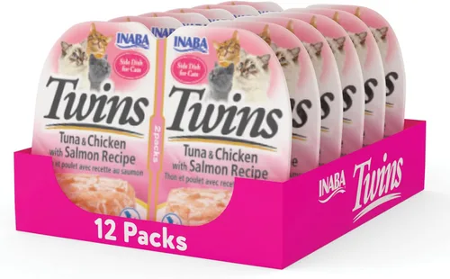 Vista 7 de INABA Gemelos para gatos, guarniciones/copas, 1.23 onzas por porción, 12 porciones, receta de pollo