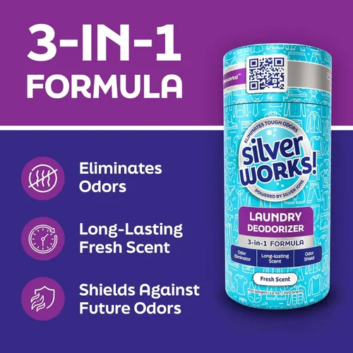 Vista 2 de SilverWorks! Desodorizador de lavandería, potenciador de aroma en lavado, eliminador de olores 3 en 1, aroma de larga duración, protege contra
