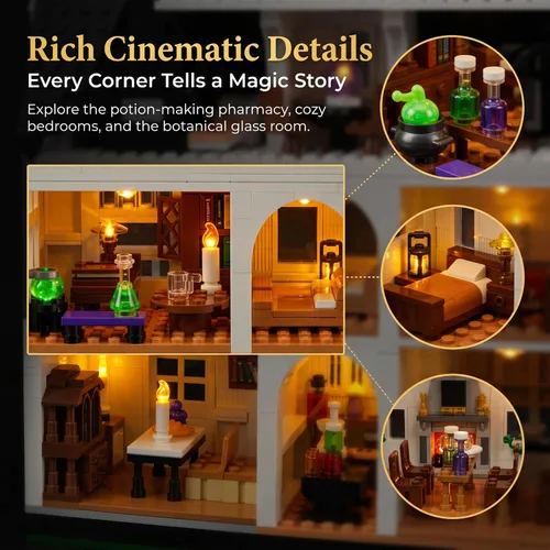 Vista 7 de Magic Owens House Building Set for Adults with LED Lights Horror Houses Blocks Toy, Compatible with Lego, Architecture Collectible Movie Model Kit