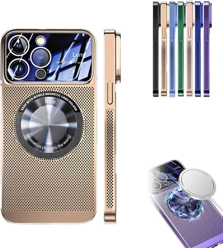 Vista 9 de Funda magnética de disipación de calor galvanizada para iPhone 13 14 Plus Pro Max, funda de refrigeración magnética sin marco para ventana grande