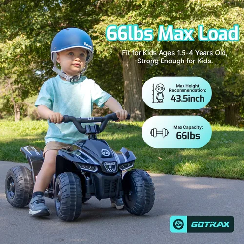 Vista 3 de Gotrax Juguete de paseo para niños pequeños 1.5-4, batería de 12 V para 80 Negro