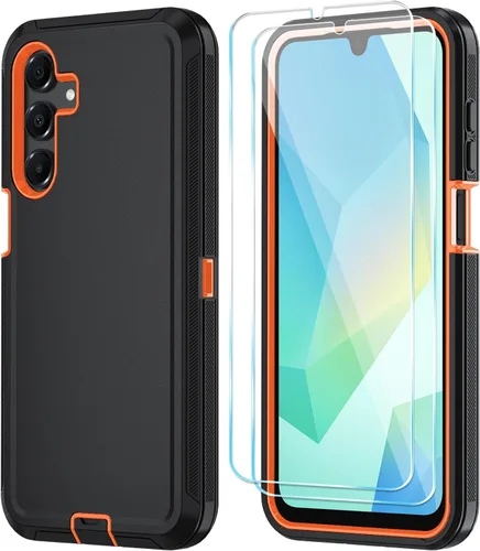 Vista 9 de Qinmay Funda para Samsung Galaxy A15 5G con protector de pantalla HD, resistente a los golpes y a las caídas, funda de 3 capas para Galaxy A15, Negro