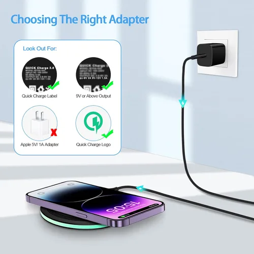 Vista 2 de Almohadilla de carga inalámbrica de 15 W para iPhone 15 Pro Max 15 Pro 14 13 12 11 8, Google Pixel 8 Pro 8 7a 7 Pro 6, estación de carga inalámbrica