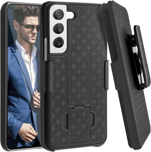 Vista 10 de Fingic Compatible con Samsung Galaxy S22 Funda con Soporte de Anillo, [Soporte de Anillo Giratorio 360° Magnético con Kickstand][Borde Dorado