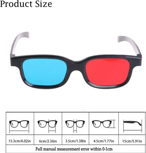 Vista 2 de Gafas 3D rojo-azul, gafas de visión 3D para ver películas/juegos e imágenes en 3D en formatos rojo-azul, compatibles con monitores de computadora