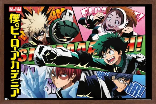 Vista 7 de Trends International My Hero Academia - Póster de pared de cómic, 14.72 x 22.37 pulgadas, versión enmarcada de madera de granero