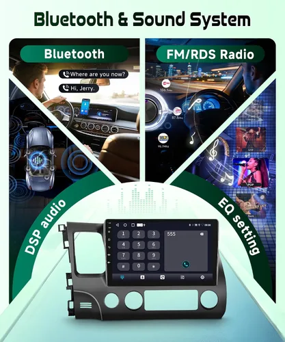 Vista 6 de para Honda Civic 2006-2011 Estéreo de coche Android Carplay inalámbrico Soporte para Android Auto inalámbrico con WiFi Navegación GPS Cámara