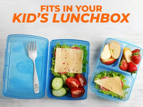 Vista 6 de Zulay Kitchen 4 utensilios para niños pequeños, juego de cubiertos de acero inoxidable para niños, tenedores seguros para niños y niños, borde liso