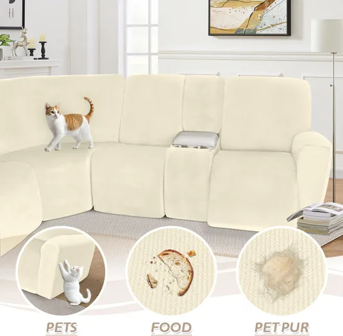 Vista 46 de Arfntevss Fundas de sofá seccional reclinable de terciopelo, Funda de sofá seccional de esquina para sofá reclinable, Funda elástica suave