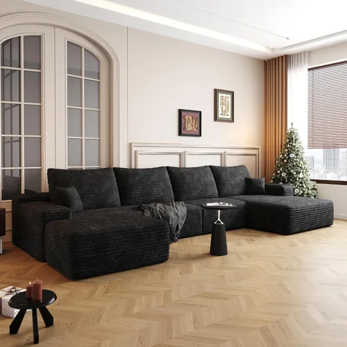 Vista 52 de Sofás seccionales de 105" para sala de estar, sofá cloud con forma de L tapizado, sofás modulares sin estructura rígida, sofá seccional moderno