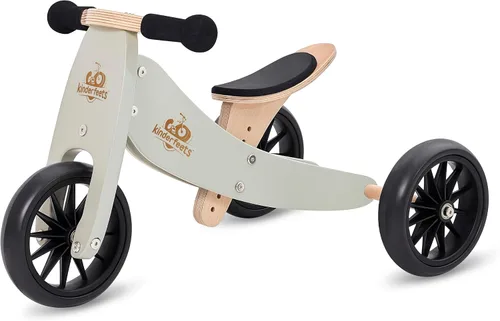 Vista 10 de Kinderfeets Tiny Tot - Bicicleta de equilibrio y triciclo de madera 2 en 1 para niños pequeños de 12 a 24 meses, asiento ajustable, neumáticos a
