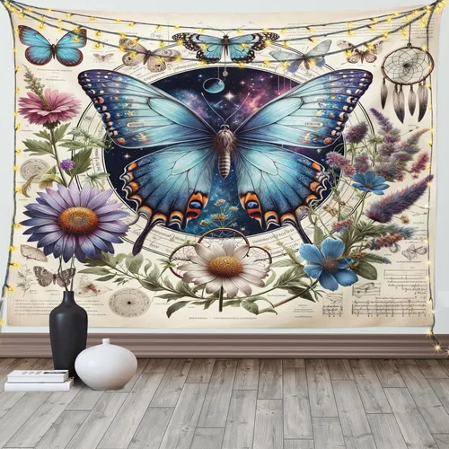 Vista 170 de Ambesonne Tapiz hippie, abrazo de hongos de ensueño y árbol de la vida místico y mandal verde, decoración de tela para colgar en la pared