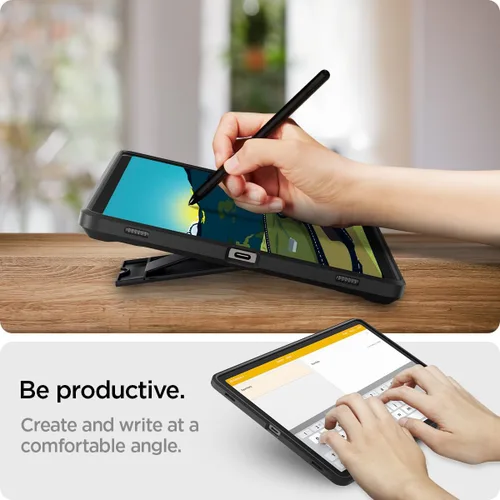 Vista 5 de Spigen Funda rígida protectora para Galaxy Tab S10 Plus (2024), Galaxy Tab S9 Plus (2023), Tough Armor Pro con soporte y soporte para S Pen, 12.4