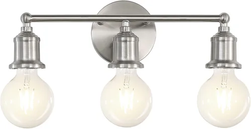 Vista 10 de Lámpara de tocador de 4 luces, aplique industrial de pared negra, lámpara de pared de baño de granja, lámpara de pared con base E26 vintage