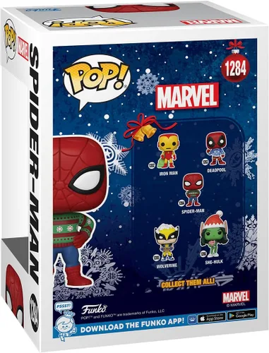 Vista 3 de Funko Pop! Marvel: Holiday - Spider-Man - (SWTR) - Marvel Comics - Figura de vinilo coleccionable - Idea de regalo - Producto oficial - para niños