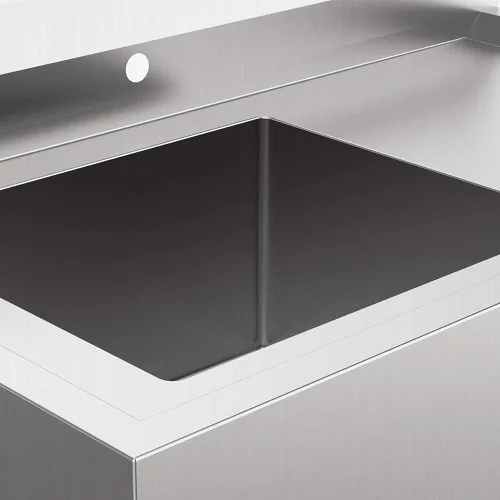Vista 6 de Bonnlo Fregadero de acero inoxidable 304 con escurridor, fregadero de banco de trabajo de un compartimento, fregadero comercial para restaurante