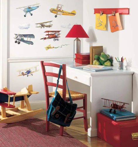 Vista 2 de RoomMates RMK1197SCS - Calcomanías de pared para despegar y pegar de aviones vintage