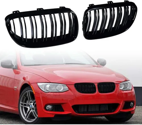 Vista 8 de Par de parrilla frontal de doble línea negra brillante compatible con BMW E92 E93 328i 335i xDrive 2011-2013 2 puertas