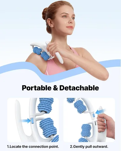 Vista 7 de MERACH Herramienta de masaje para celulitis con rodillo de empuje, masajeador de drenaje linfático, masajeador de piernas con asas desmontables