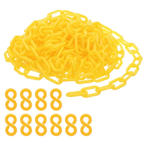 Vista 8 de PATIKIL Cadenas de plástico, cadenas de seguridad de 30 pies, cadenas de plástico negro para barreras, control de multitudes, líneas de cola