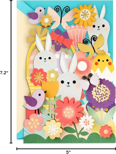 Vista 8 de Hallmark Tarjeta de Pascua exhibible (flores y conejitos plegables de acordeón)
