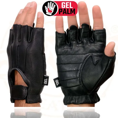 Vista 2 de Guantes sin dedos de piel de ciervo para hombre