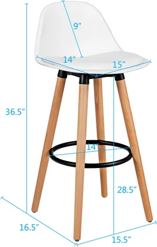 Vista 3 de COSTWAY Juego de 2 taburetes de bar, modernos taburetes de cocina sin brazos con asiento de piel sintética suave, taburete de altura de barra
