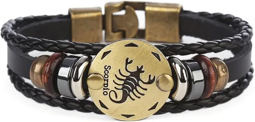 Vista 8 de Hamoery Pulsera de cuero de aleación punk para Constellation trenzada pulsera pulsera brazalete