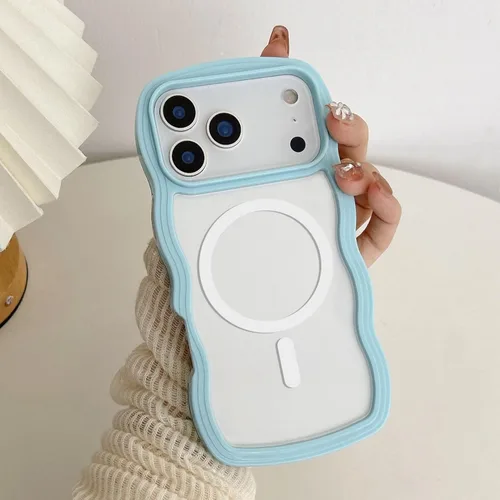 Vista 32 de QLTYPRI Funda magnética para iPhone 11 compatible con Magsafe, bonita funda transparente con marco de onda rizada para niñas y mujeres, parachoques