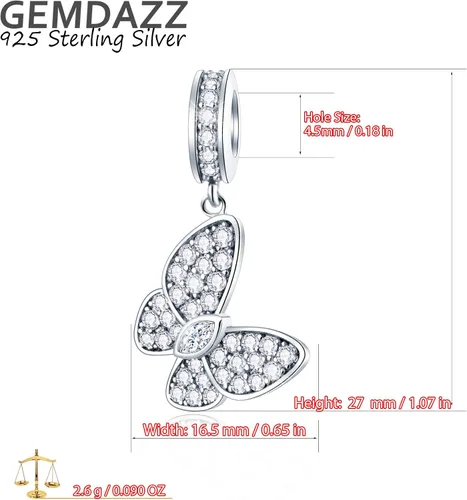 Vista 2 de GEMDAZZ Dijes temáticos de animales en plata de ley 925, bonito oso polar 3D, rana, cigarra, mariquita, abeja, libélula para pulseras europeas