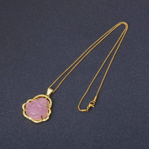 Vista 3 de Collar de llamativo de buena suerte, Dije de lujo de circonia cúbica con cadena chapada en oro de 18 quilates, Regalo de joyería refinada de collar