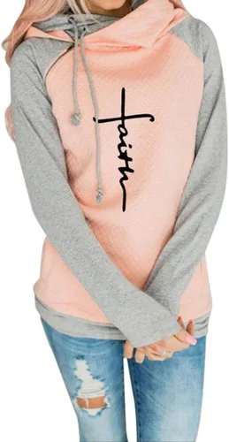 Vista 2 de AELSON - Sudaderas con capucha para mujer, estilo casual, con diseño de mamá osa o inscripción faith