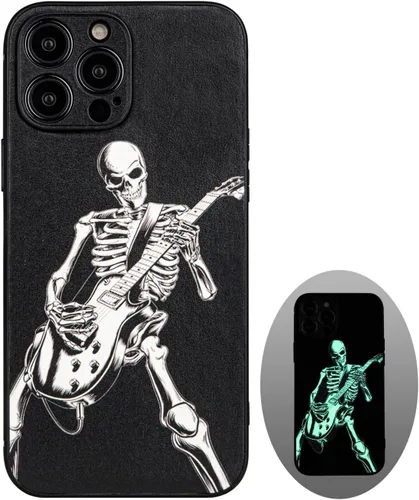 Vista 22 de X spirit Funda genial para iPhone 11, diseño de esqueleto de calavera, estilo gótico atrevido emo luminoso, dedo medio, rock n roll, se ilumina