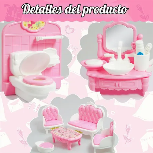 Vista 4 de Juego de 20 muebles y accesorios para casa de muñecas, muebles para casa de muñecas, mini muebles para casa de muñecas, 1 a escala 12, dormitorio
