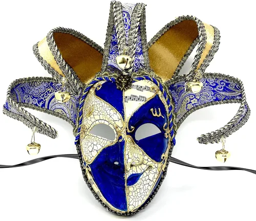 Vista 10 de Máscara veneciana para disfraz de mascarada, máscaras de bufón para baile Holloween Mardi Gras fiesta de cosplay