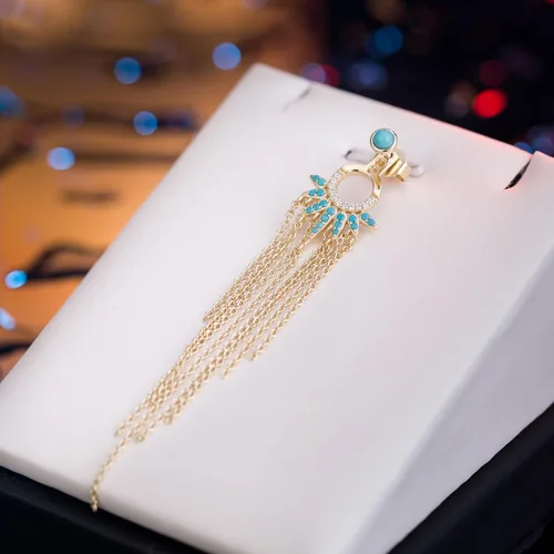 Vista 5 de TEBIHOYO Aretes tipo dormilona de plata de ley 925 chapados en oro de 14 quilates para mujeres y niñas, hipoalergénicos, sin níquel, cadena bohemia