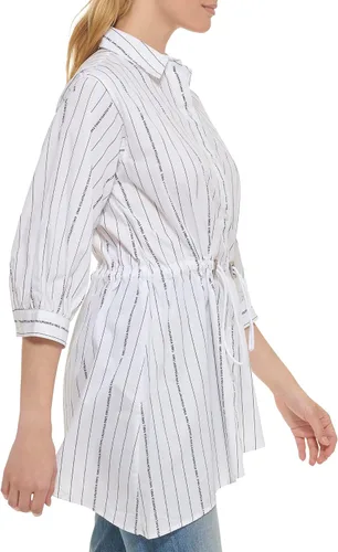 Vista 3 de Karl Lagerfeld Paris Women's Everyday Waist Tie Blouse Long Sleeve