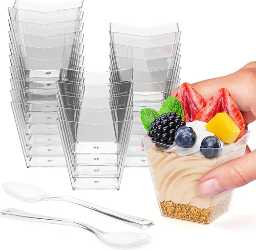 Vista 9 de Exquisitas mini tazas de postre con cucharas, 200 tazas de postre