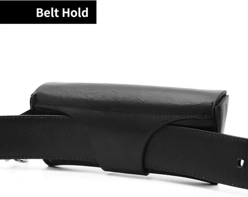 Vista 4 de Face Shadow PU Leather Glasses Case with Belt Loop Semihard Portable Eyeglasses Case for Outwork