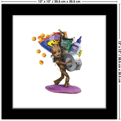 Vista 6 de Trends International Gallery Pops Marvel I Am Groot - Póster de pared de Baby Groot Snacks, 12.00 x 12.00 pulgadas, versión de marco negro